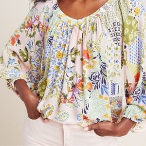 Maeve Anthropologie Floral Patchwork Blouse Size 2